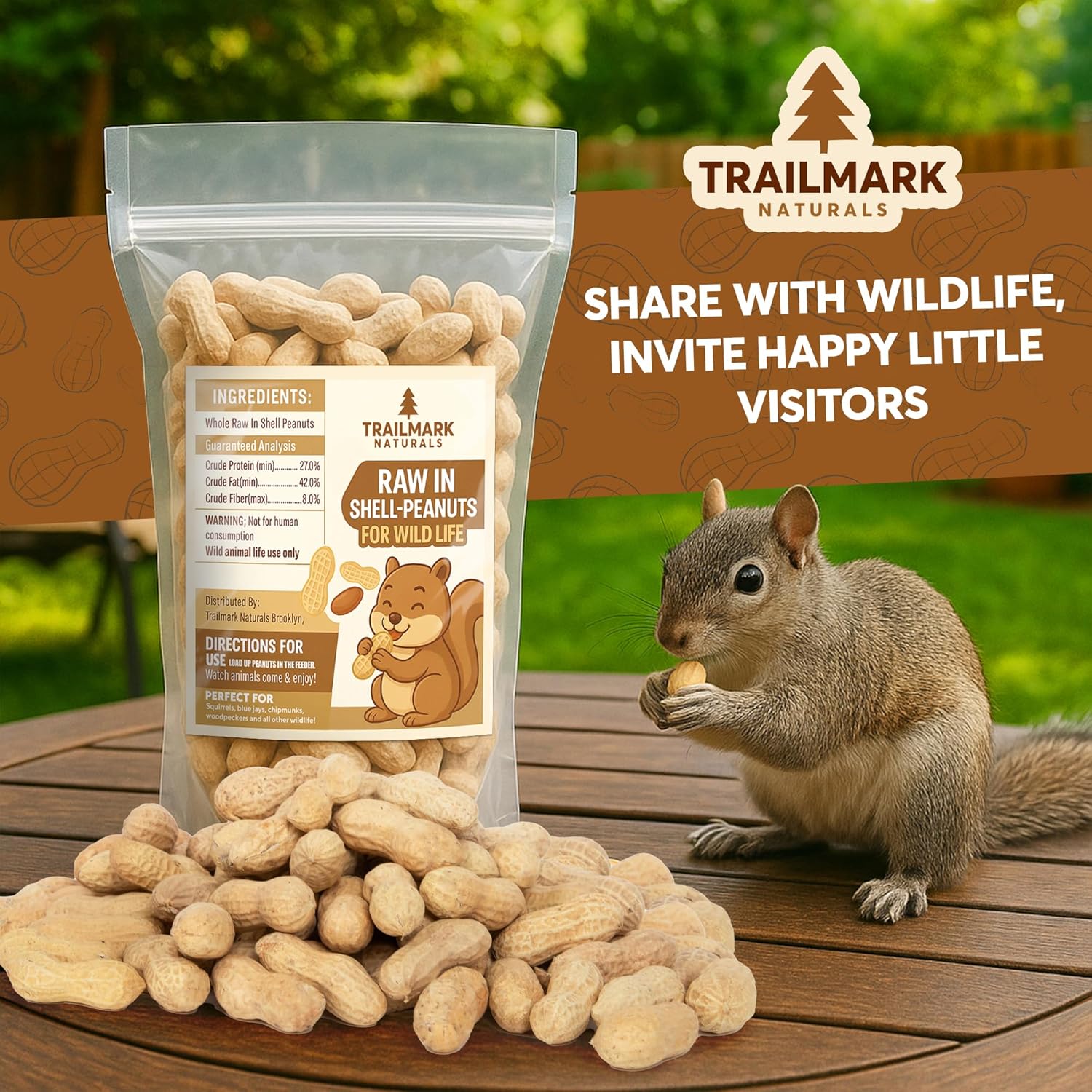 2 Pack of 5 Lb Bags (10 Pounds Total) - Raw Peanuts for Squirrels, Raw in Shell Peanuts for Birds and Wildlife- Squirrel Food, Wild Bird Seed - Grown in The USA